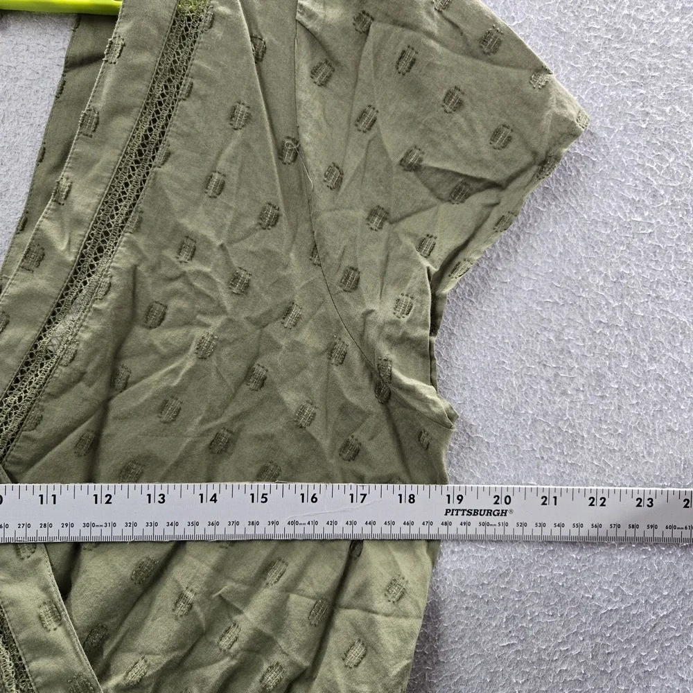 American Eagle Outfitters Women Dress XL Green Embroidered Fit & Flare Mini